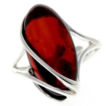 Bague ajustable en argent sterling 925 et ambre véritable de la Baltique GL423A 12