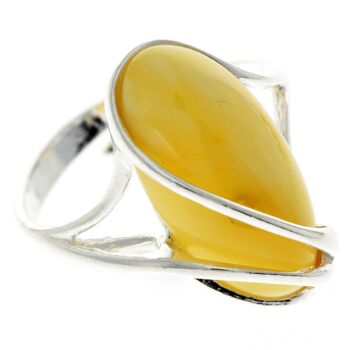 Bague ajustable en argent sterling 925 et ambre véritable de la Baltique GL423A 15