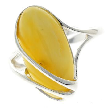 Bague ajustable en argent sterling 925 et ambre véritable de la Baltique GL423A 16