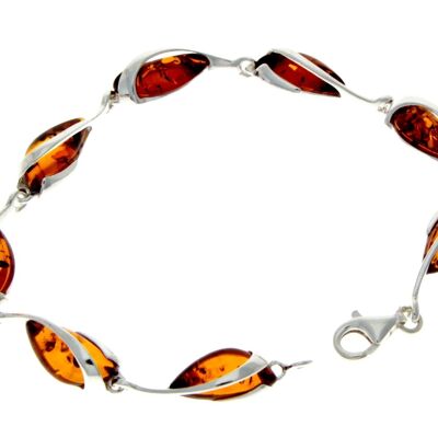 Magnifique bracelet en argent de créateur serti d'ambre de la Baltique - GL501