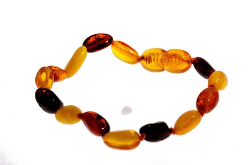 Certified Baltic Amber Beans Beads Bracelet in Mixed Colours - Sizes Baby to Adult