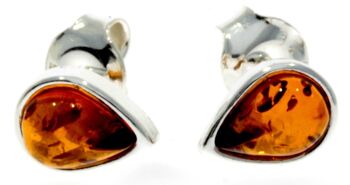 Créateur Argent & Ambre Boucles d'Oreilles Petites Poires - M638 13