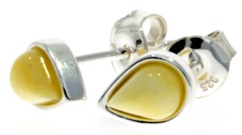 Créateur Argent & Ambre Boucles d'Oreilles Petites Poires - M638 6