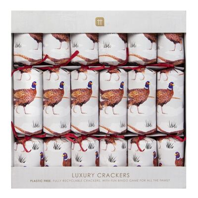 Pheasant Eco-Friendly Christmas Crackers - 6 Pack