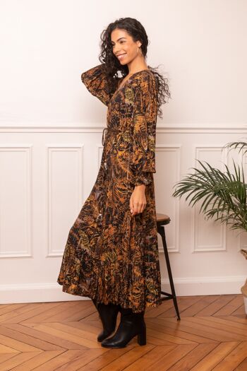 Maxi robe Col V orné de boutons imprimé Paisley avce Lurex , poches invisibles 3