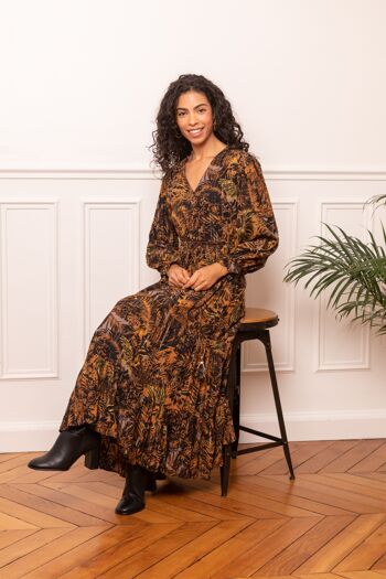 Maxi robe Col V orné de boutons imprimé Paisley avce Lurex , poches invisibles 4