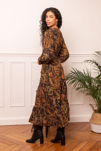 Maxi robe Col V orné de boutons imprimé Paisley avce Lurex , poches invisibles 5