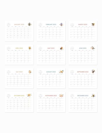 Calendrier de bureau blanc minimal 2023 6