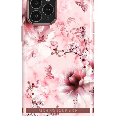 iPhone 11 Pro floral marbré rose