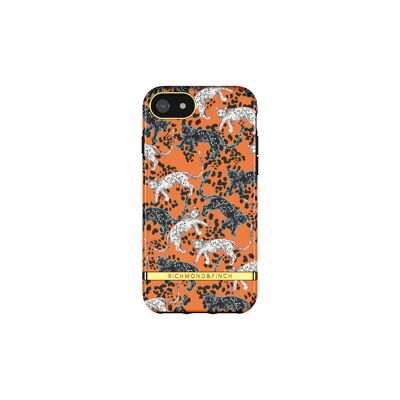 iPhone mit orangefarbenem Leoparden -