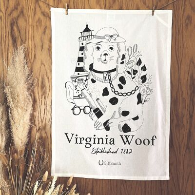 Perros literarios: paño de cocina de algodón de comercio justo Virginia Woof