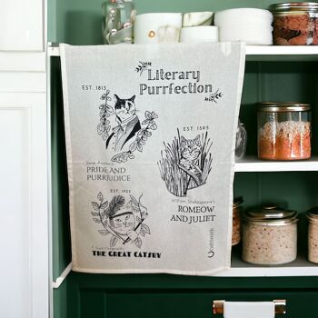 Purrfection littéraire : torchon chat en coton Fairtrade 3