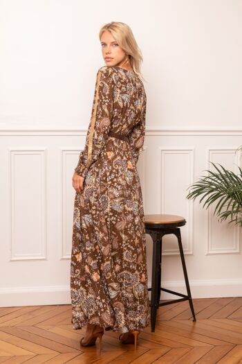 Maxi robe Col V orné de boutons imprimé Paisley avce Lurex , poches invisibles 4