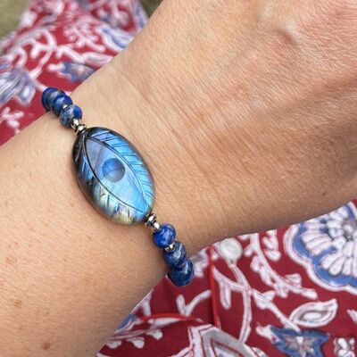 Adeline labradorite and lapis lazuli bracelet