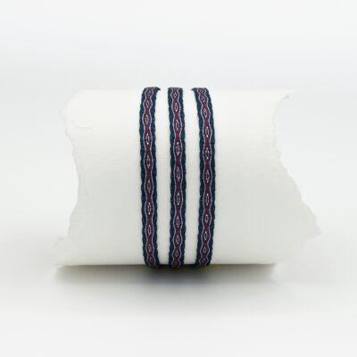 Seidenarmbänder, Fascia da braccio Azua tripla | rot und weiß auf blau