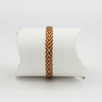 Seidenarmbänder, Brassard Cocora Single 8| Senf, Karmin et Weiß 1
