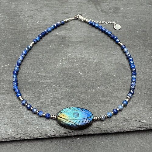 Collier en labradorite et lapis-lazuli Alice