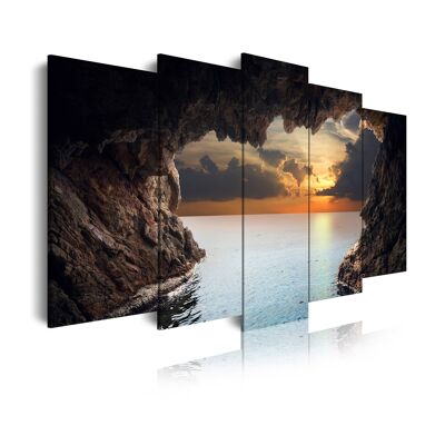 DekoArte 147 -  Impression Sur Toile Moderne D'Images Artistiques Numérisées | Toile Décorative Pour Votre Salon Ou Votre Chambre | Style Paysage  Relaxation Nature Lever de soleil | 5 Pièces 150x80cm