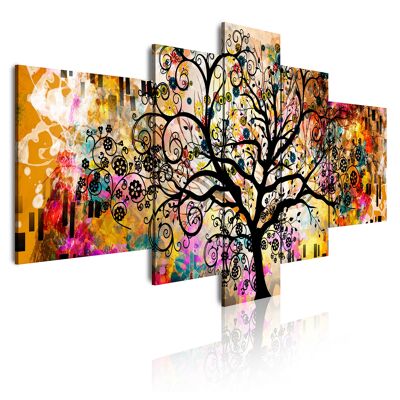 DekoArte 429 - Impression Sur Toile Moderne D'Images Artistiques Numérisées | Toile Décorative Pour Votre Salon Ou Votre Chambre |  Art Abstrait  L'Arbre De La Vie De Gustav Klimt | 5 Pièces 180x85cm