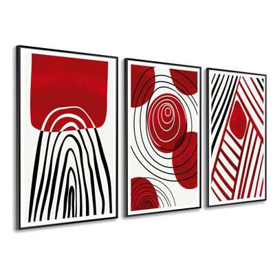 DekoArte - Décoration Murale | Tableaux avec cadre | Triptyques décoratifs pour salon ou chambre | Moderne | Texture en gel acrylique appliquée à la main | Minimaliste | 3 pièces 150x70cm x