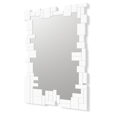 DekoArte E064 - Miroirs Muraux Décoratifs Modernes | Décoration De Miroirs Pour Votre Salon, Chambre, Entrée, Couloir  | Grands Miroirs Rectangulaires Sophistiqués Couleur Blanc | 1 Pièce 100 x 70 cm