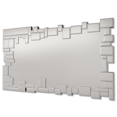 DekoArte E075 - Miroirs Muraux Décoratifs Modernes | Décoration De Miroirs Pour Votre Salon, Chambre, Entrée, Couloir  | Grands Miroirs Rectangulaires Sophistiqués Couleur Argent| 1 Pièce 120 x 70 cm