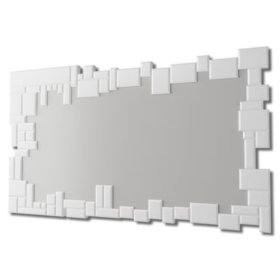 DekoArte E077 - Miroirs Muraux Décoratifs Et Modernes | Décoration De Miroirs Pour Votre Salon, Chambre, Entrée, Couloir  | Grands Miroirs Rectangulaires Sophistiqués Couleur Blanc| 1 Pièce 120 x 70 cm