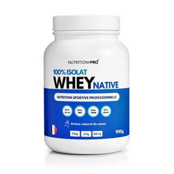 WHEY NATIVE 100% ISOLAT - 900G Cacao 1