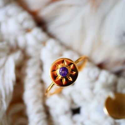Amethyst adjustable ring - Suna