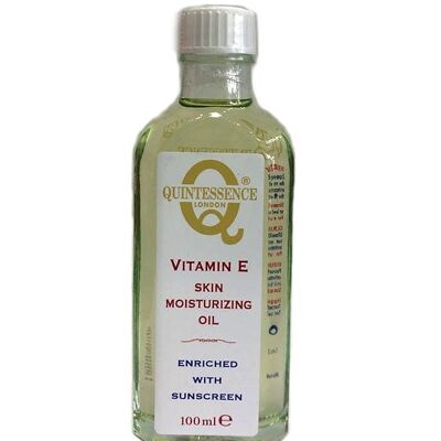 Quintessence London Huile de vitamine E 100 % pure et naturelle avec écran solaire 100 ml Visage Corps Antioxydant Anti-âge Unisexe Tous types de peau Peau sensible Soins de beauté naturels Vegan Friendly