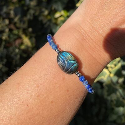 Bracelet in labradorite and lapis lazuli Mila