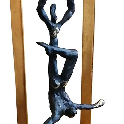Scultura figura decorativa atleta ginnasta metallo poliresina 42 cm