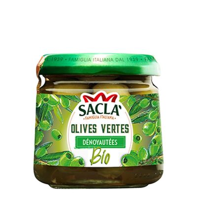 SACLA - Organic pitted green olives 185g