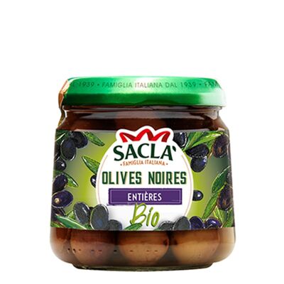 SACLA - Organic whole black olives 185g