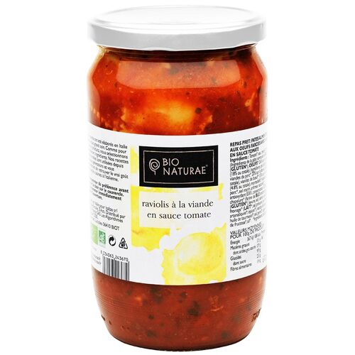 BIONATURAE - Raviolis boeuf et sauce tomates bio 670gr