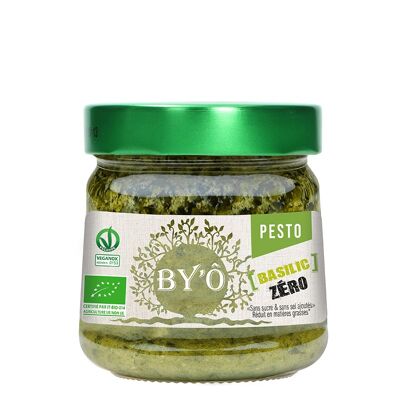 BY'Ô - Pesto orgánico zero albahaca 190gr (sin azúcares añadidos, sin sal añadida, reducido en grasas)