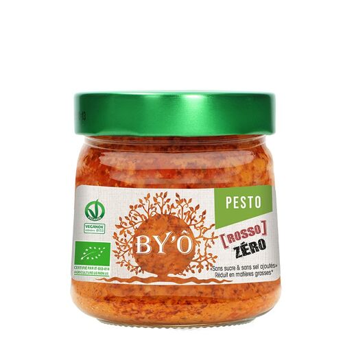 BY'Ô - Pesto rosso zero Bio 190gr (sans sucre ajouté, sans sel ajouté, réduit en matières grasses)