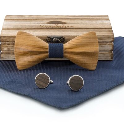 Children's wooden bow tie "Goofy" blue