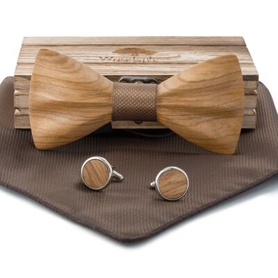 Wooden Bow Tie "Heartwood" Zebra Wood - Brown