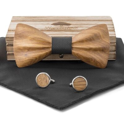 Wooden Bow Tie "Heartwood" Zebra Wood - Black