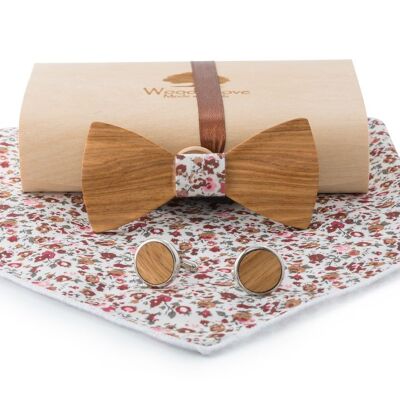 Children's wooden bow tie "Micky" - floral