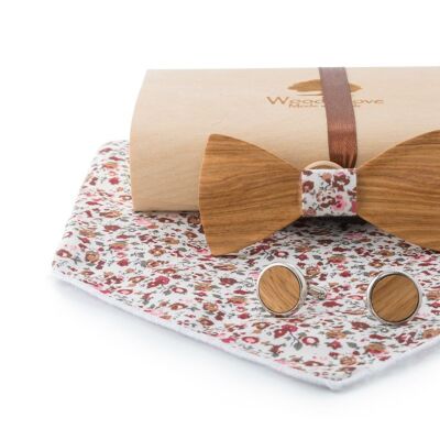 Children's wooden bow tie "Micky" - floral