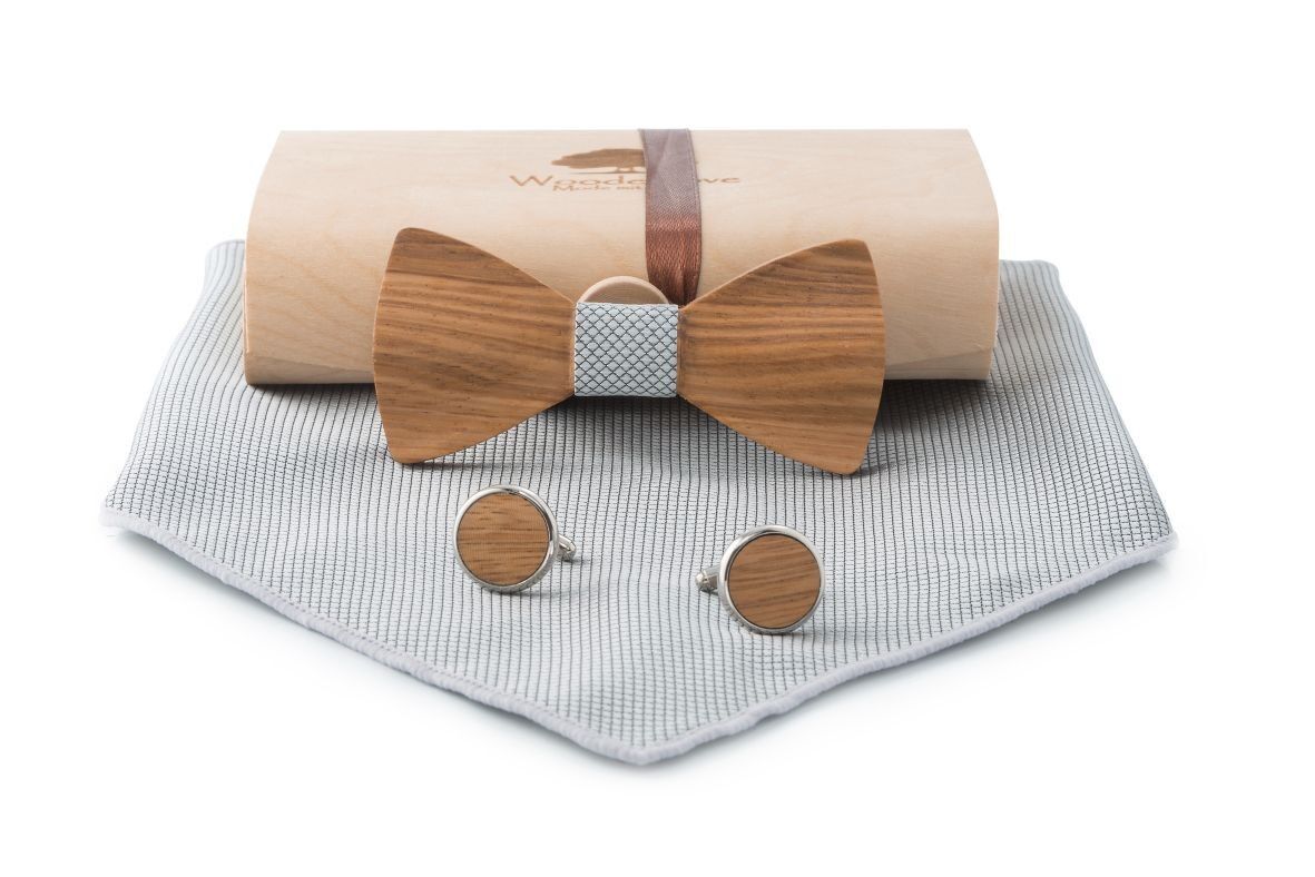 Children's wooden bow tie "Micky" - grey