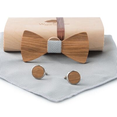 Children's wooden bow tie "Micky" - grey