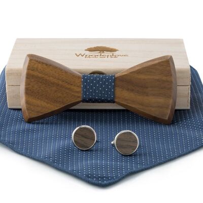 Wooden Bow Tie "Groome" - Blue