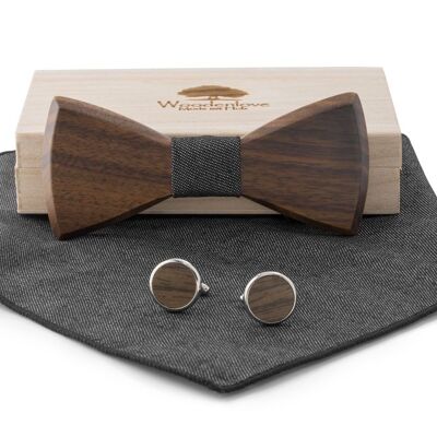 Wooden Bow Tie "Groome" - Black