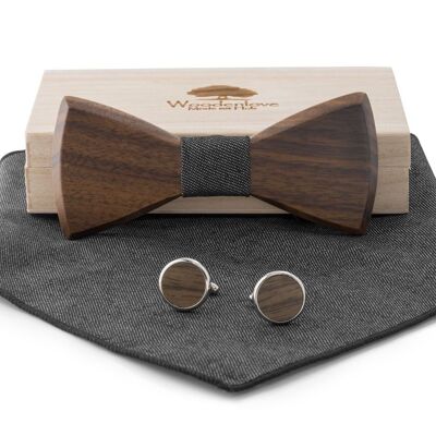 Wooden Bow Tie "Groome" - Black