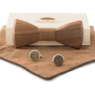 Wooden Bow Tie "Groome" - Brown
