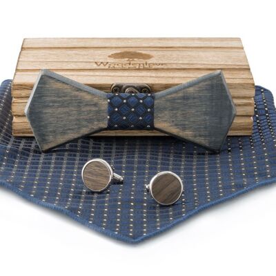 Wooden Bow Tie "Diamond" - Blue