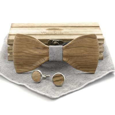 Wooden bow tie "Zebra" - silver